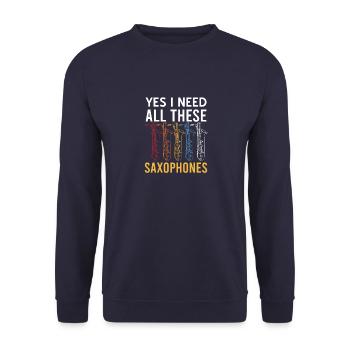 Saxophone Saxophonist Vintage Sprüche - Unisex Pullover - Navy - Vorne - Alina (178cm) & Michal (187cm)