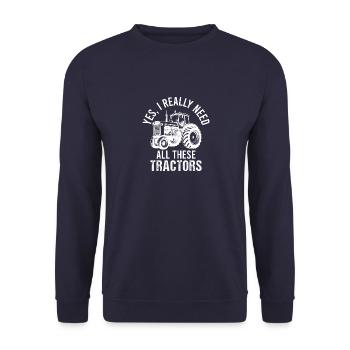 Farmer Landwirt Vintage Bauernhof Traktor Sprüche - Unisex Pullover - Navy - Vorne - Alina (178cm) & Michal (187cm)