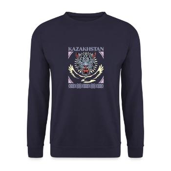Kasachstan Flagge Herkunft Astana Kasachisch - Unisex Pullover - Navy - Vorne - Alina (178cm) & Michal (187cm)