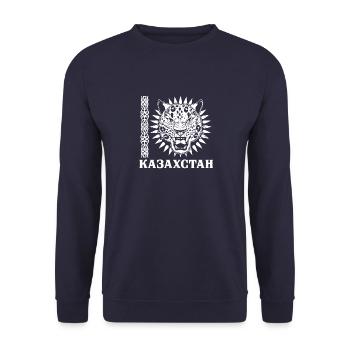 Kasachstan Herkunft National Schneeleopard - Unisex Pullover - Navy - Vorne - Alina (178cm) & Michal (187cm)