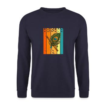 Krishna Flöte Bansuri Indien Buddhist Hindu - Unisex Pullover - Navy - Vorne - Alina (178cm) & Michal (187cm)