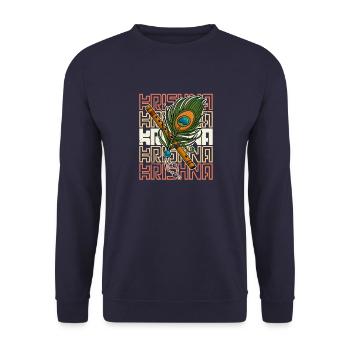 Buddhismus Krishna Flöte Hindustani Bambus - Unisex Pullover - Navy - Vorne - Alina (178cm) & Michal (187cm)