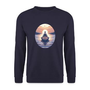 Voilier, Méditation, Coucher De Soleil, Nature - Sweat-shirt Unisexe - marine - Devant - Alina (178cm) & Michal (187cm)