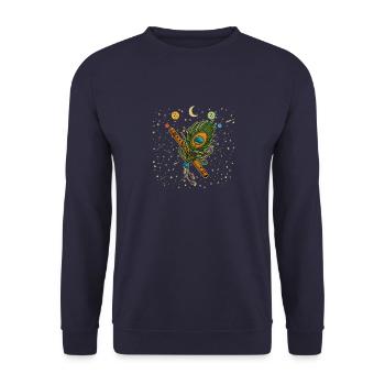 Buddhismus Musik Krishna Flöte Bansuri Yoga - Unisex Pullover - Navy - Vorne - Alina (178cm) & Michal (187cm)