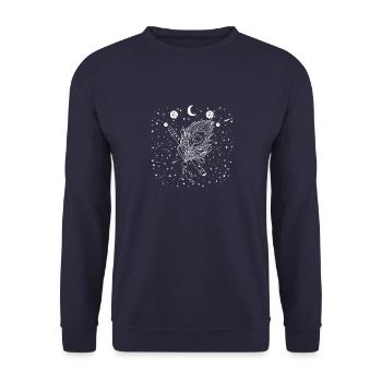 Buddhismus Musik Krishna Flöte Bansuri Yoga - Unisex Pullover - Navy - Vorne - Alina (178cm) & Michal (187cm)