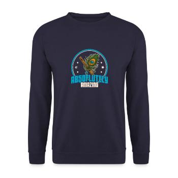 Krischna Zen Flöte Yoga Musik Buddhist Hindu - Unisex Pullover - Navy - Vorne - Alina (178cm) & Michal (187cm)