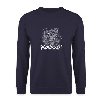 Krishna Indien Bansuri Flöte Bambus Yoga Zen - Unisex Pullover - Navy - Vorne - Alina (178cm) & Michal (187cm)