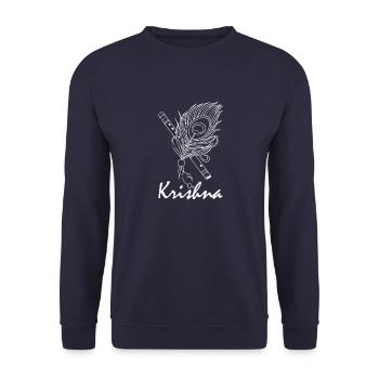 Krishna Yoga Zen Flöte Musik Hindu Buddhist - Unisex Pullover - Navy - Vorne - Alina (178cm) & Michal (187cm)
