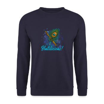 Krishna Indien Bansuri Flöte Bambus Yoga Zen - Unisex Pullover - Navy - Vorne - Alina (178cm) & Michal (187cm)