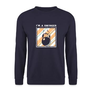 Hantel Kettlebell Fitness Bodybuilder Masse - Unisex Pullover - Navy - Vorne - Alina (178cm) & Michal (187cm)