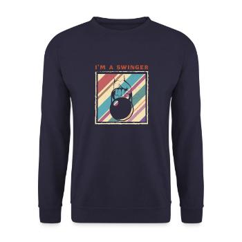 Hantel Kettlebell Fitness Bodybuilder Masse - Unisex Pullover - Navy - Vorne - Alina (178cm) & Michal (187cm)