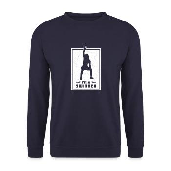 Bodybuilder Masse Kettlebell Hantel Fitness - Unisex Pullover - Navy - Vorne - Alina (178cm) & Michal (187cm)