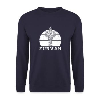 Zoroastrismus Gott Zurvan Iran Antik Religion - Unisex Pullover - Navy - Vorne - Alina (178cm) & Michal (187cm)