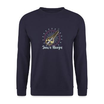 Jew's Harp Instrument Qopuz Maultrommel - Unisex Pullover - Navy - Vorne - Alina (178cm) & Michal (187cm)