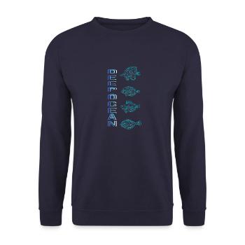 Tiefblau Deep Blue - Unisex Pullover - Navy - Vorne - Alina (178cm) & Michal (187cm)