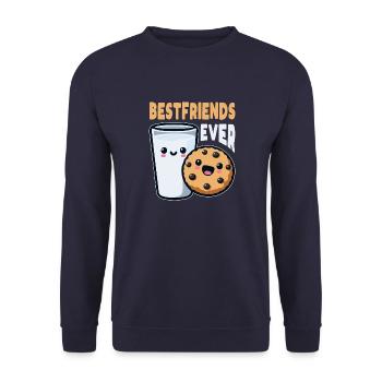 Milch Und Kekse Beste Freunde Immer Lustiger Morgen - Unisex Pullover - Navy - Vorne - Alina (178cm) & Michal (187cm)