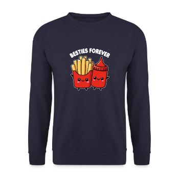 Un ketchup et des frites mignons pour la nourriture - Sweat-shirt Unisexe - marine - Devant - Alina (178cm) & Michal (187cm)