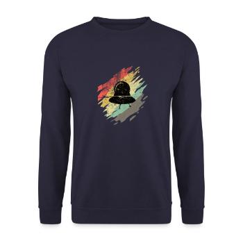 Rétro Alien OVNI Drôle Espace Extraterrestres Cool - Sweat-shirt Unisexe - marine - Devant - Alina (178cm) & Michal (187cm)