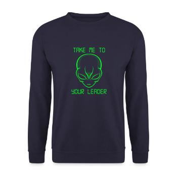 Espace de tête extraterrestre vert amusant Emmenez-moi à votre chef - Sweat-shirt Unisexe - marine - Devant - Alina (178cm) & Michal (187cm)