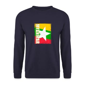 Burmesisch Myanmar Asien Birma Flagge Reise - Unisex Pullover - Navy - Vorne - Alina (178cm) & Michal (187cm)