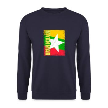 Burmesisch Myanmar Asien Birma Flagge Reise - Unisex Pullover - Navy - Vorne - Alina (178cm) & Michal (187cm)