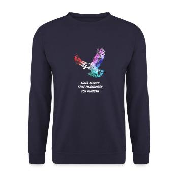 Adler nehmen keine Flugstunden von Hühnern Humor - Unisex Pullover - Navy - Vorne - Alina (178cm) & Michal (187cm)