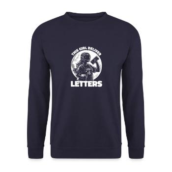 Cette fille livre des lettres - Postman Design - Sweat-shirt Unisexe - marine - Devant - Alina (178cm) & Michal (187cm)