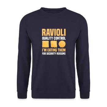 Ravioli-Qualitätskontrolle - Unisex Pullover - Navy - Vorne - Alina (178cm) & Michal (187cm)