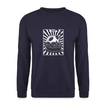 Gnocchi Teig Pasta Gerischt Italien Italienisch - Unisex Pullover - Navy - Vorne - Alina (178cm) & Michal (187cm)