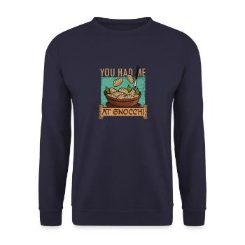 Gnocchi Hobbykoch Pasta Teig Gericht Italien - Unisex Pullover - Navy - Vorne - Alina (178cm) & Michal (187cm)