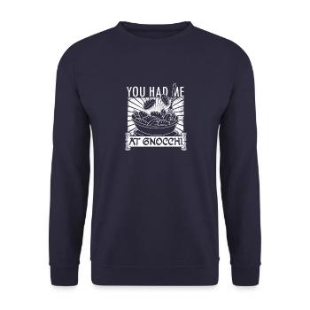 Gnocchi Hobbykoch Pasta Teig Gericht Italien - Unisex Pullover - Navy - Vorne - Alina (178cm) & Michal (187cm)