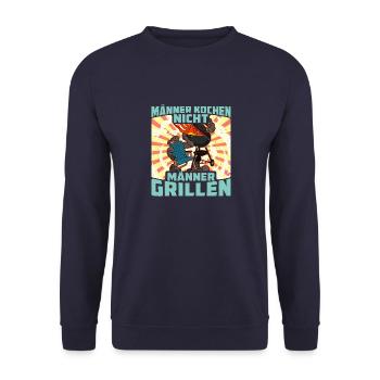 Barbecue BBQ Fleisch Grillen Soße Schmortopf - Unisex Pullover - Navy - Vorne - Alina (178cm) & Michal (187cm)