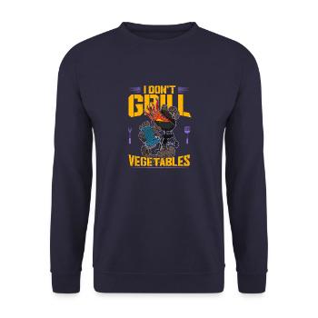 Grillmeister BBQ Fleisch Grillen Smoker Koch - Unisex Pullover - Navy - Vorne - Alina (178cm) & Michal (187cm)