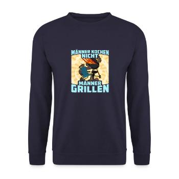 Barbecue BBQ Fleisch Grillen Soße Schmortopf - Unisex Pullover - Navy - Vorne - Alina (178cm) & Michal (187cm)