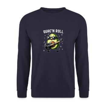 Guac and Roll Rocking Avocado Lustig Gitarre spielen - Unisex Pullover - Navy - Vorne - Alina (178cm) & Michal (187cm)