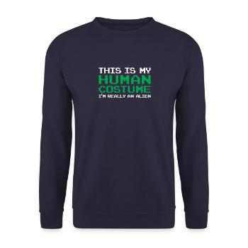 This Is My Human Costume I'm Really An Alien Gift - Unisex Sweatshirt - navy - Front - Alina (178cm) & Michal (187cm)
