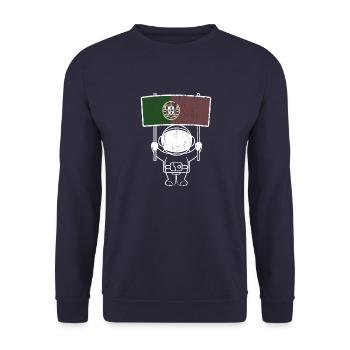 Portugal Heimat Abstammung Flagge National - Unisex Pullover - Navy - Vorne - Alina (178cm) & Michal (187cm)
