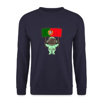 Portugal Heimat Abstammung Flagge National - Unisex Pullover - Navy - Vorne - Alina (178cm) & Michal (187cm)