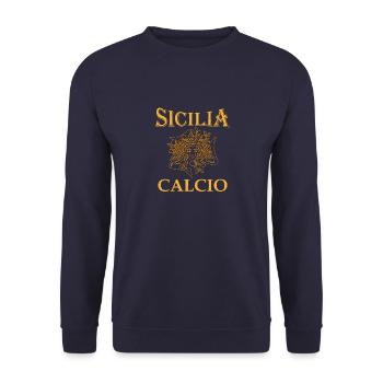 Italien Sizilien Flagge Trinacria Mittelmeer - Unisex Pullover - Navy - Vorne - Alina (178cm) & Michal (187cm)