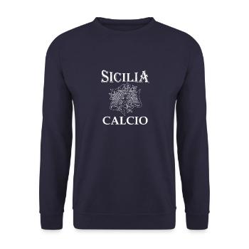 Italien Sizilien Flagge Trinacria Mittelmeer - Unisex Pullover - Navy - Vorne - Alina (178cm) & Michal (187cm)