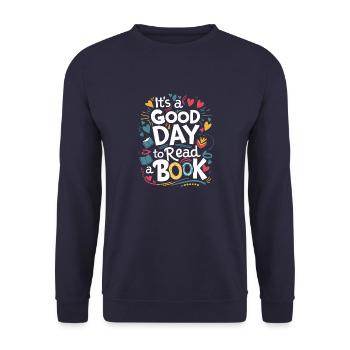 ITS A GOOD DAY TO READ A BOOK - Unisex Sweatshirt - navy - Front - Alina (178cm) & Michal (187cm)