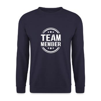 Team Mitglied - Unisex Pullover - Navy - Vorne - Alina (178cm) & Michal (187cm)
