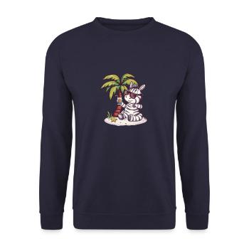 Palmier d’été de l’île Zebra - Sweat-shirt Unisexe - marine - Devant - Alina (178cm) & Michal (187cm)