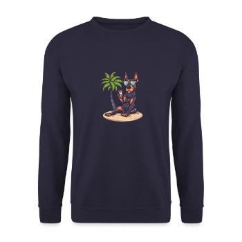 Dobermann Hund Sommer - Unisex Pullover - Navy - Vorne - Alina (178cm) & Michal (187cm)