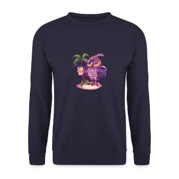 Eule Insel Sommer Palme - Unisex Pullover - Navy - Vorne - Alina (178cm) & Michal (187cm)