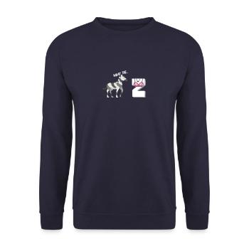 Was zum... Zebra und lächelnder Z-BH mit lustigen Streifen - Unisex Pullover - Navy - Vorne - Alina (178cm) & Michal (187cm)