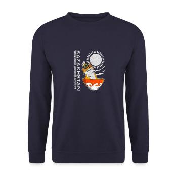 Kasachstan Flagge National Herkunft Katze Jurte - Unisex Pullover - Navy - Vorne - Alina (178cm) & Michal (187cm)