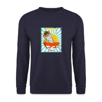 Kasachisch Kasachstan National Flagge Katze - Unisex Pullover - Navy - Vorne - Alina (178cm) & Michal (187cm)