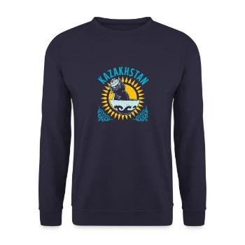 Kasachstan National UdSSR Herkunft Kasachisch - Unisex Pullover - Navy - Vorne - Alina (178cm) & Michal (187cm)