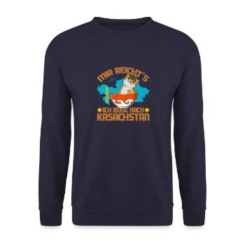 Kasachstan Reise UdSSR Katze Kasachisch Kasach - Unisex Pullover - Navy - Vorne - Alina (178cm) & Michal (187cm)